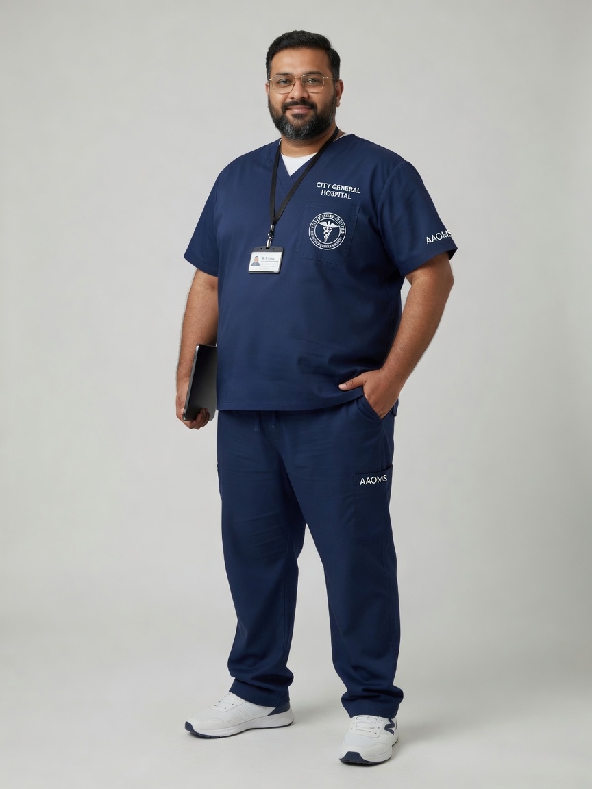 Stretch Men's Plus Size V-Neck (Navy) Scrub