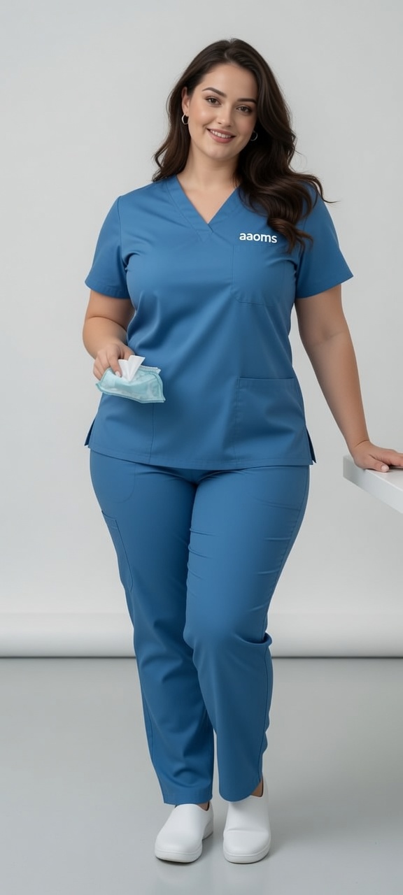 Stretch Women's Plus Size V-Neck (Ceil Blue) Scrub